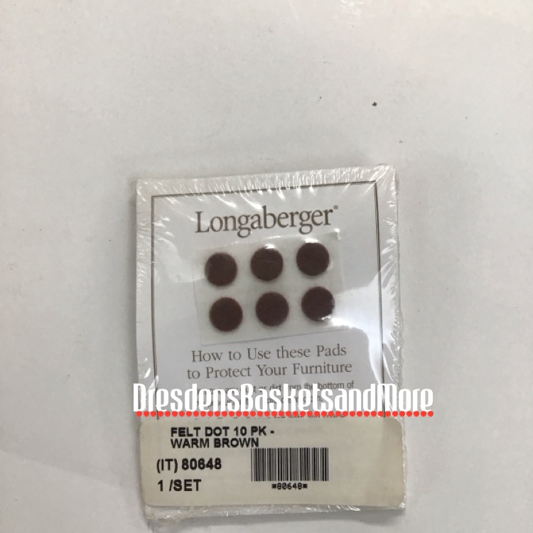 Felt Dot 10 Pack with 6 Dots On Each Warm Brown Longaberger