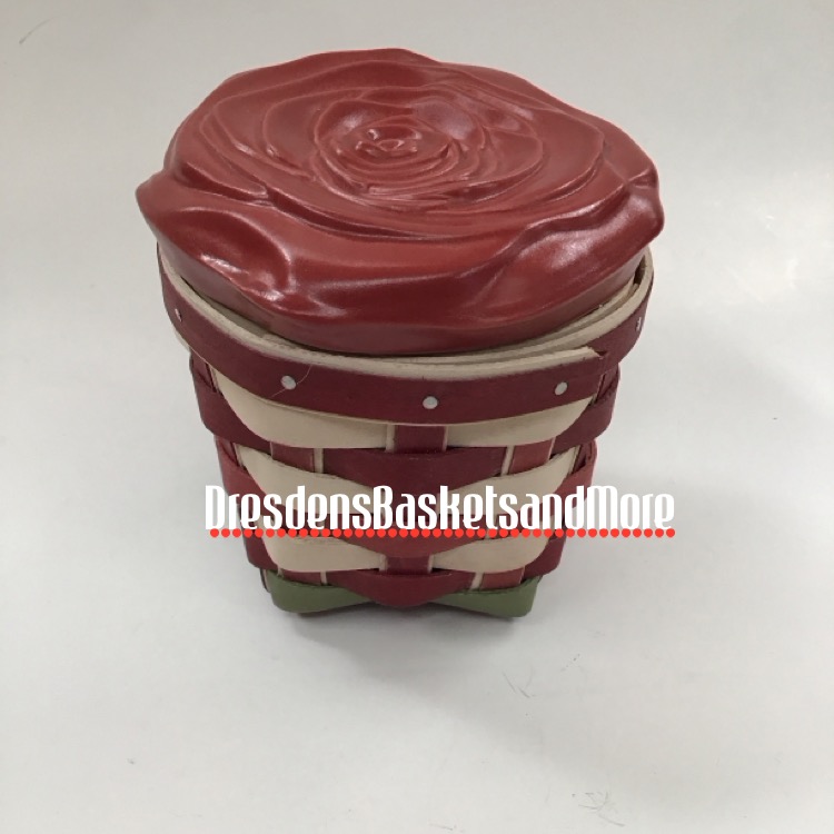 Rose Bud 2016 Longaberger Rare Basket with Ceramic Rose Lid
