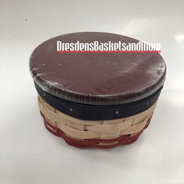Americana Round White Whitewashed 2011 Longaberger Basket with Red Lid*
