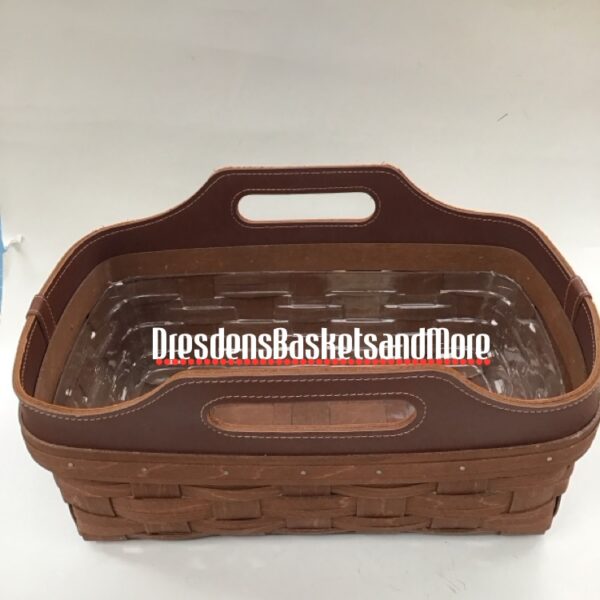 Longaberger 2012 Leather Crest Small Gathering Basket w/ Protector*