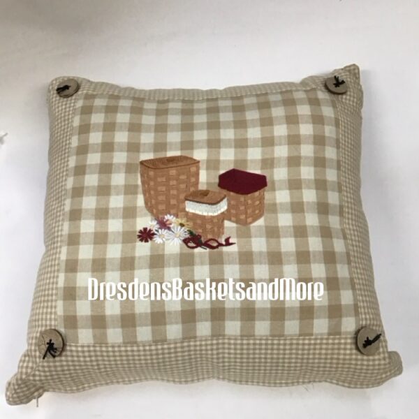 Embroidered Basket Throw Pillow