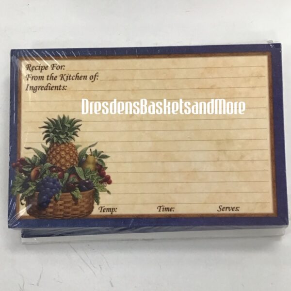 Longaberger Pineapple/Blue Border Recipe Card Set 4"x6"