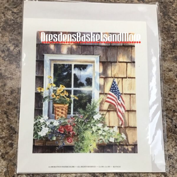 Watercolor Print By BJ Stych Window Box with Flowers & Basket