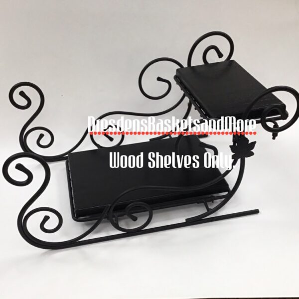 Wrought Iron Sleigh Black Wood Shelves- Set of 2 Shelves