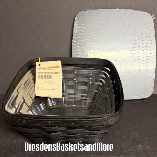Longaberger 2010 Medium Flare Black Basket w/ Protector & Lid