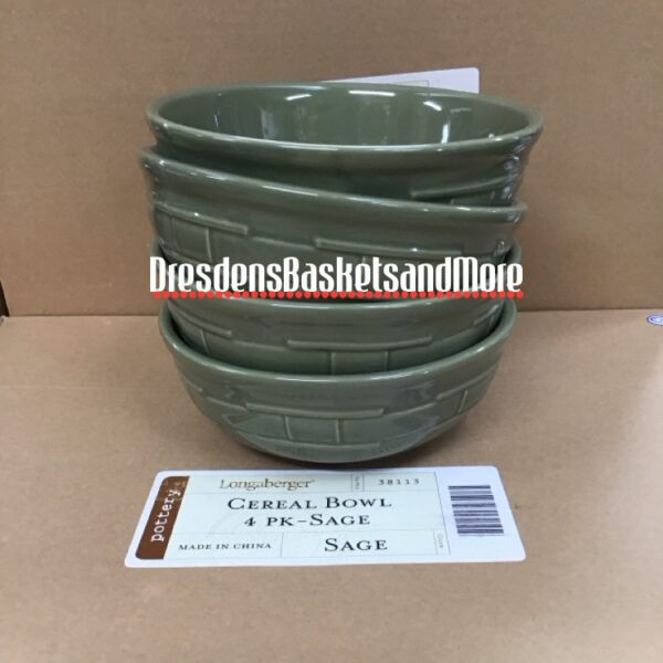 Longaberger Sage Cereal Bowls Set of 4 NIB