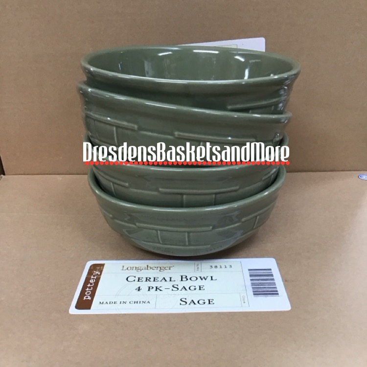Longaberger Sage Cereal Bowls Set of 4 NIB
