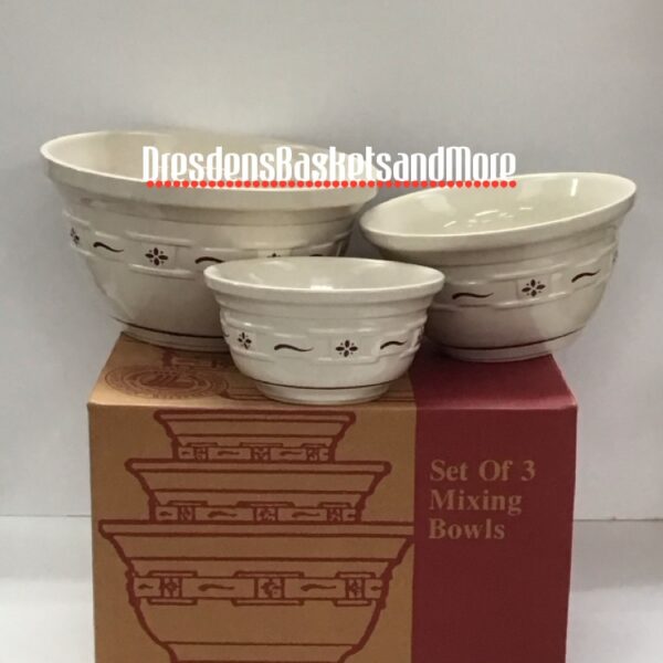 Longaberger Traditional Red Set of 3 Mixing Bowls*