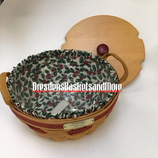 Longaberger 1999 Christmas Popcorn Red Basket Combo w/ Woodcrafts Lid*
