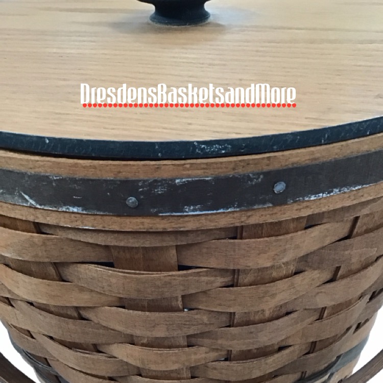 Longaberger 1989 J.W. Bankers Waste Basket w/ Protector & Lid*