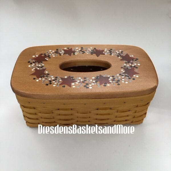 Longaberger 2002 Long Tissue Basket w/ Protector & Painted Lid