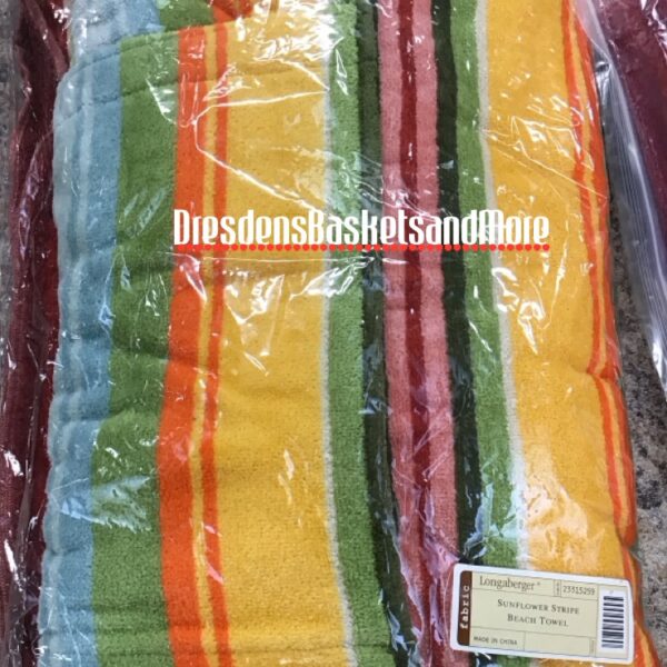 Longaberger Sunflower Stripe Beach Towel NIB