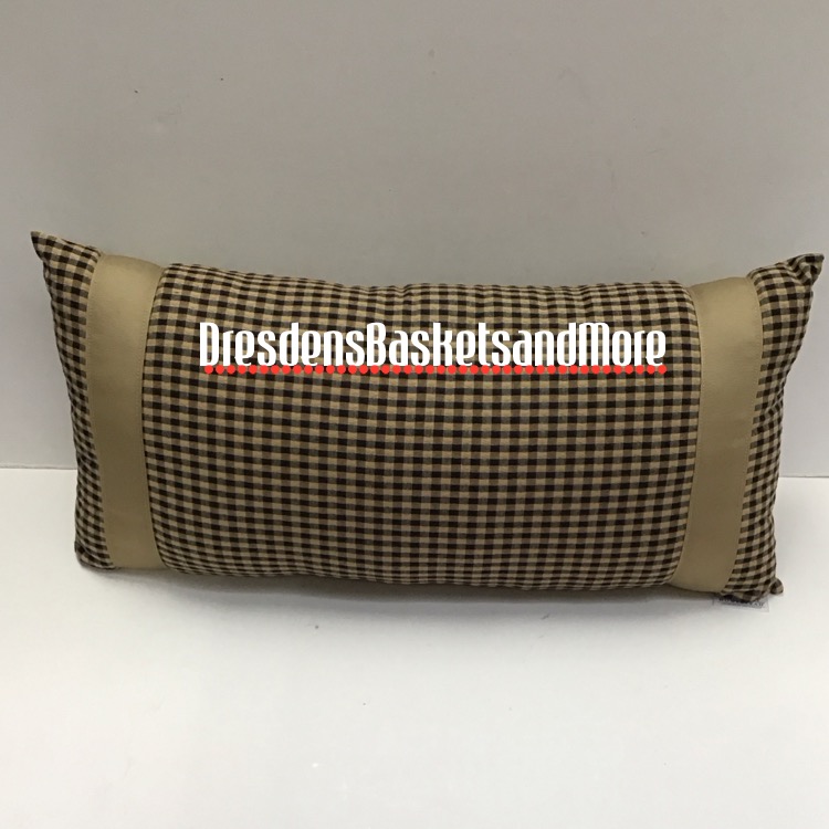 Longaberger Khaki Check Neck Pillow NIP