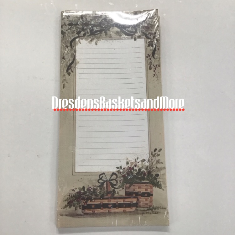 Pat Richter Note Pad Black Ribbon and Baskets