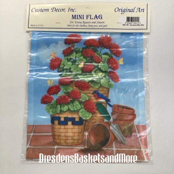 Geraniums - Bluebird Mini Garden Flag
