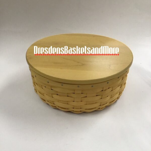 Longaberger 2007 9" Round Keeping Yellow Basket w/Protector & Lid*