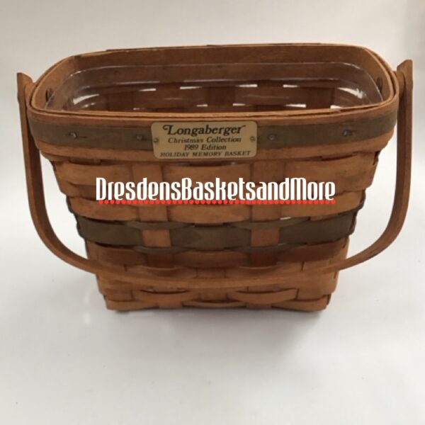 Longaberger 1989 Christmas Memory Green Basket w/ Protector*