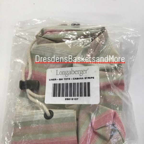 Small Tote/Boardwalk Longaberger Cabana Stripe Liner Drawstring